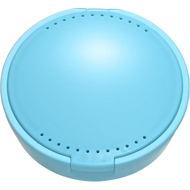 TIHYWR Retainer Case, Denture & Orthodontic Aligner Case With Mirror & Ventilation, Light Blue