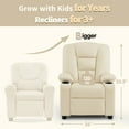 thumbnail image 3 of MCombo Big Kids Recliner Chair with Cup Holders for Toddler Boys and Girls, 2 Side Pockets, 3+ Age Group, Faux Leather 7322 Cream White, 3 of 9
