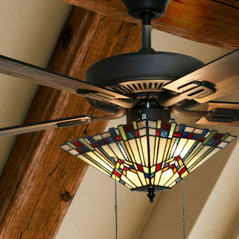 River Of Goods 52 Geometric Abstraction Stained Glass Led Ceiling Fan With Light Com Com, River Of Goods 52 Bella Crystal Led Ceiling Fan With Light