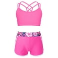 thumbnail image 1 of TiaoBug Flower Girls Swimsuit Solid Color Cami Crop Top with Shorts Kids 3Pcs Swimsuit Rash Guard Set Water Park Sports Swimwear Rose 14, 1 of 7