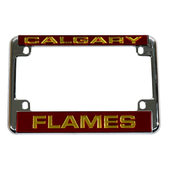 Calgary Hockey Flames Chrome Motorcycle License Plate Frame - also Recreational Vehicles, RVs, Bikes & Scooters