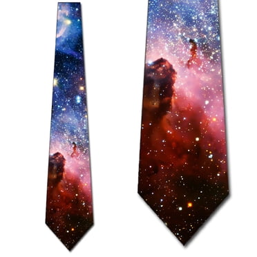 Three Rooker Universe Space Ties - Men's Red & Blue Astronomy Print Necktie - Novelty Designer Microfiber