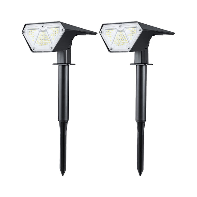Trajes de lámpara al aire libre 2PCS Foco solar LED Ajustable 2 en 1 Luces de estaca de paisaje Luz de pared Luces impermeables al aire libre para patio Pasarela Lámpara de decoración de patio Blanco Maboto Trajes de lámpara al aire libre