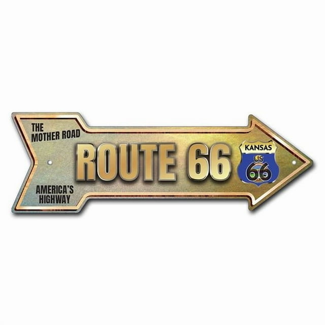 SignMission P-ARROW12-999634 Panneau Flèche Kansas Route 66 12 x 36 Po. de Large