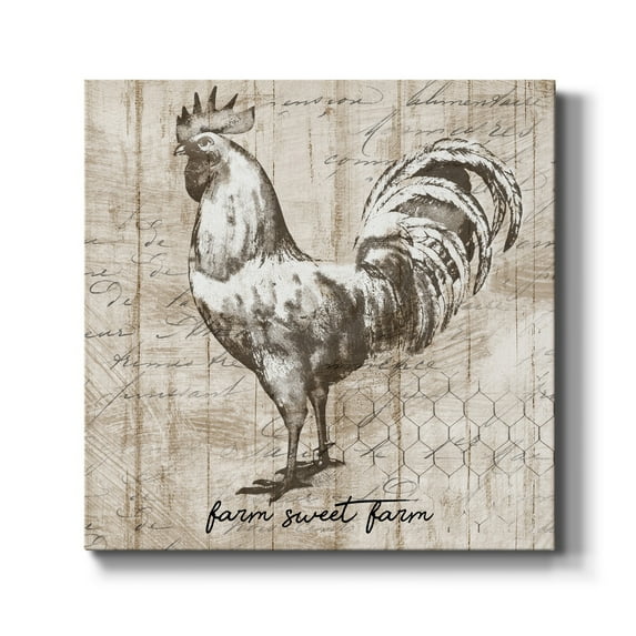 Farm Rooster-Premium Gallery Wrapped Canvas - Ready to Hang
