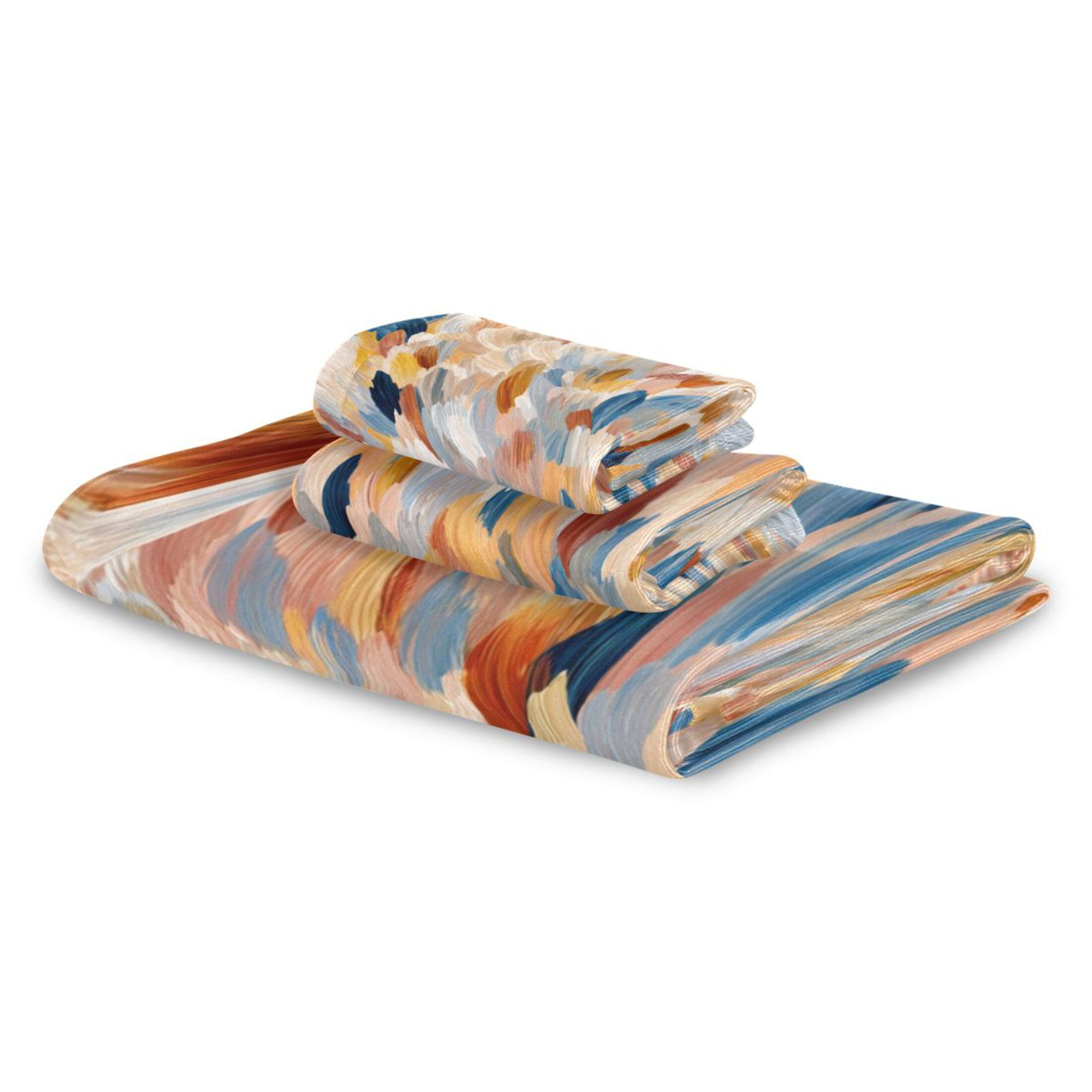 3 Piece Bath Towels Set Bath Towel, Hand Towel and Face Towel for Bathroom, Gym, Hotel Earthy Colors Watercolor-textured