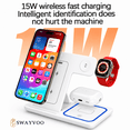 thumbnail image 4 of Swayvoo Wireless Charging Station 3-in-1 — 15W Fast Charger for iPhone 17 16 15 14 13 12 11 X Pro Max, Apple Watch Series 10–1 SE Ultra, AirPods 4 3 2 Pro — Adapter Included Foldable, 4 of 7