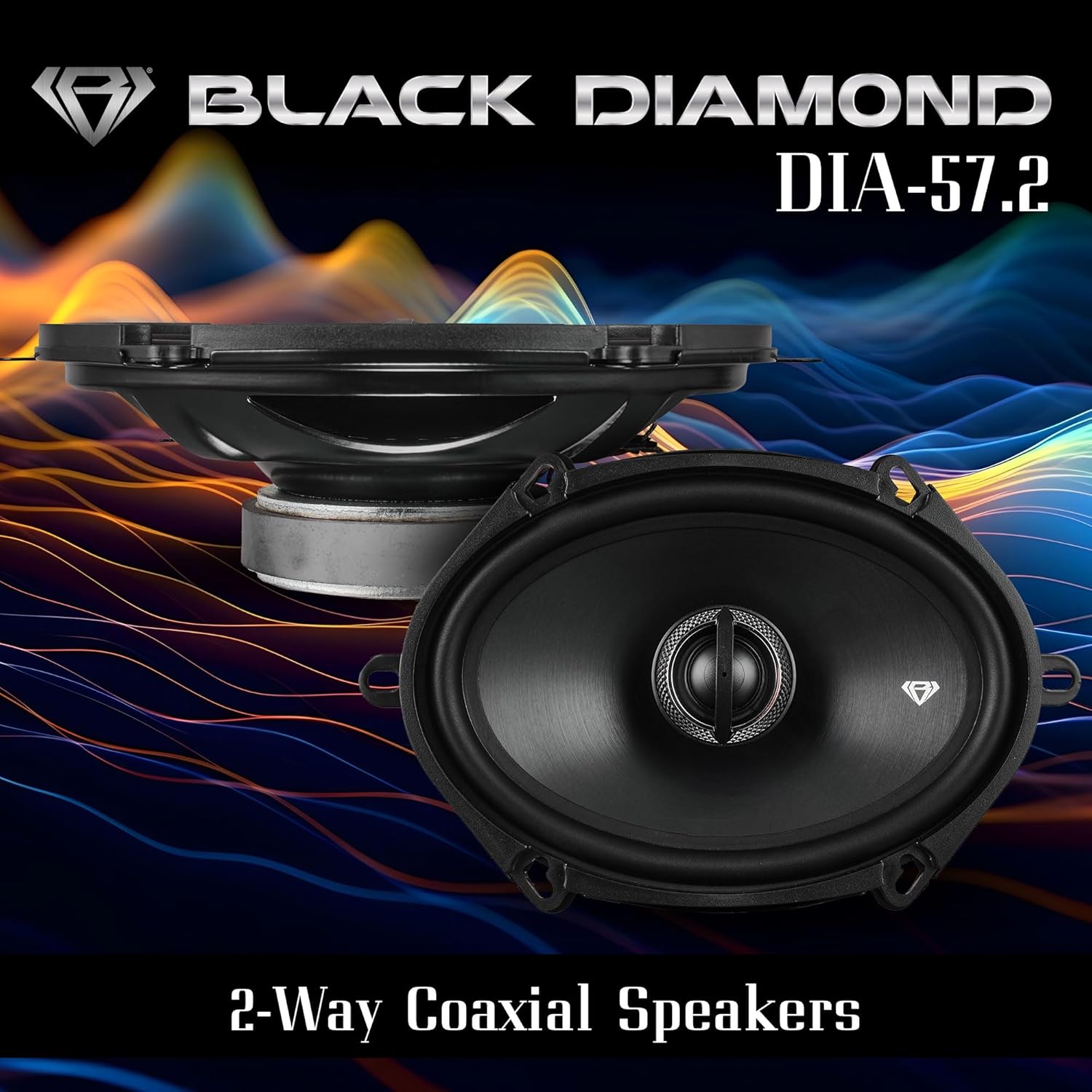 BLACK DIAMOND DIA-57.2 5x7" 2-Way Coaxial Car Speakers - 150W Max, 4-Ohm Car Audio Door Stereo Speakers (Pair)