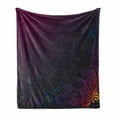 thumbnail image 1 of Indigo Soft Flannel Fleece Blanket, Rainbow Colored Image with Dark Black Purple Ombre Backdrop Flower Like Swirls Art, Cozy Plush for Indoor and Outdoor Use, 50" x 70", Multicolor, by Ambesonne, 1 of 6