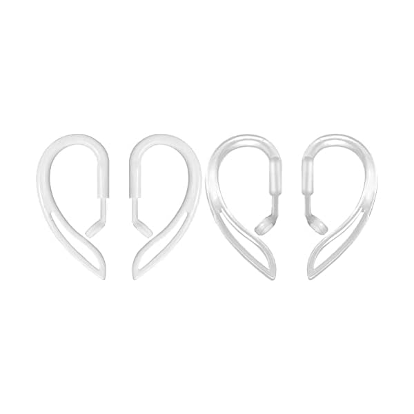 wonima44 2 Pairs Ear Hook Compatible with AirPods Pro 3 2 1 Gen, Multi-Dimensional Adjustable Ear Holder (White+Transparent)