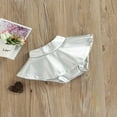 thumbnail image 3 of Infant Baby Girls Shorts Skirts Outfits 3 Colors Solid PU Leather Ruffles High Waist Mini Skirts Silver 2-3 Years, 3 of 7