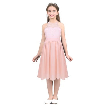 JanJean Girls Sleeveless Chiffon Flower Girl Dress - Princess Wedding Party Gown With Layered Skirt