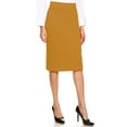 thumbnail image 2 of J. METHOD Women's Midi Skirt Basic Elastic Waist Knee Length Slim Fit Stretch Ponte Pencil Office Solid Skirts NEWSK40 Mustard S, 2 of 4