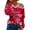 Wine, variant on Valentine's Day Strapless V-Neck Long Sleeve Top for Women Printed Blouse Shirt Pink,M