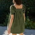 thumbnail image 4 of Fartey Babydoll Dress for Women 2025 Cute Puff Short Sleeve Dress Loose Casual Solid Color Square Neck Dress Summer Mini Dresses Army Green XXL, 4 of 8