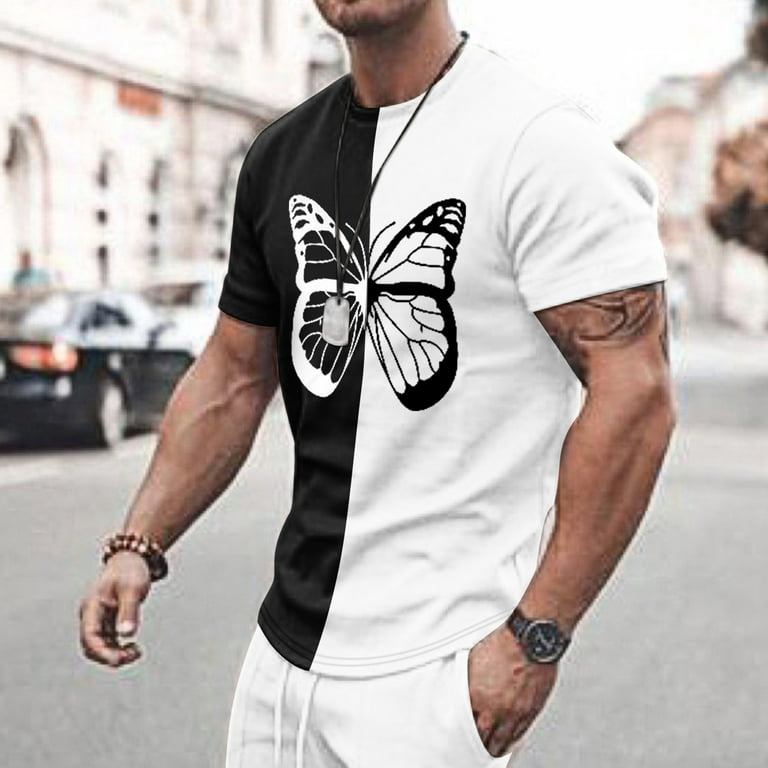 SZXZYGS Mens T Shirts Casual Graphic Bands Male Summer Casual Print T Shirt  Blouse Round Neck Short Sleeve Tops T Shirt