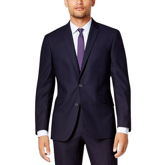 Kenneth Cole Reaction Mens Slim 2 Piece Suit 36 S / 29 Waist Navy Blue Stretch