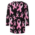 thumbnail image 5 of Nfurl Breast Cancer Shirts for Women Pink Ribbon Print Loose Casual 3/4 Sleeve T Shirts Inspirational T-shirts Breast Cancer Awareness Clothes Black,S, 5 of 6
