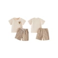 thumbnail image 2 of BemeyourBBs Toddler Baby Boys Mama's Boy Outfit Infant Baby Boy Summer Clothes Short Sleeve Embroidery Bear T-shirt with Elastic Waist Shorts Set Toddler Summer Outfit, 2 of 9