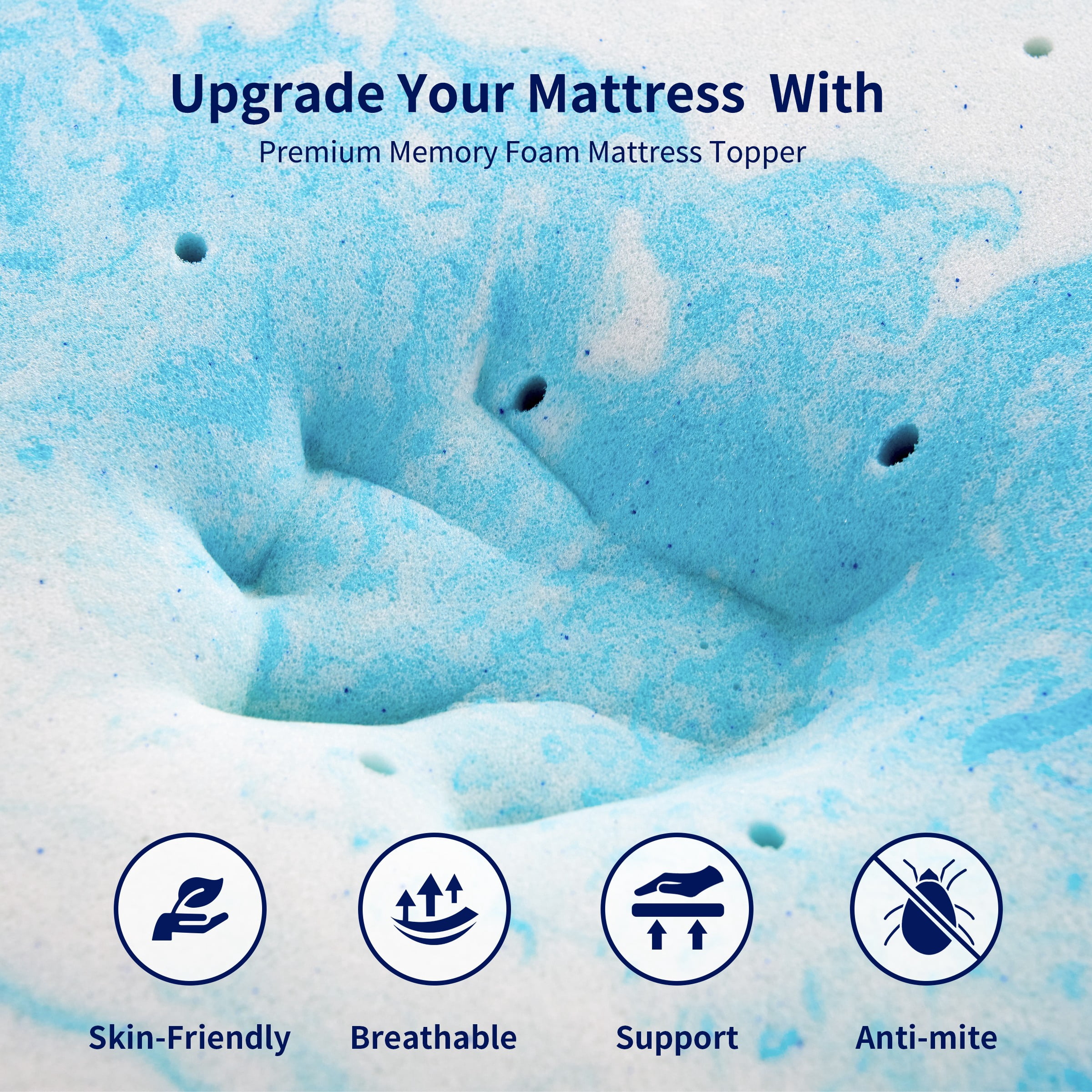 Subrtex Twin Memory Foam Pad in a Box Wave Pattern Mattress Topper
