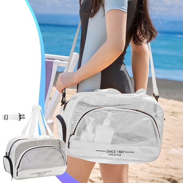 Neceser grande para natación, neceser para cosméticos, separación de ropa húmeda y seca, diseño en cruz diagonal, ideal para deportes y fitness, ideal para viajes de playa, organizador portátil imper