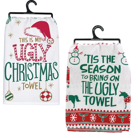 Decorative Towel Ugly Christmas Towels Set/2 Cotton Kitchen 109661-113525