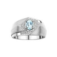 thumbnail image 1 of RYLOS Mens Rings 14K White Gold Ring 6X4MM Oval Shape Gemstone & Diamond Ring Aquamarine March Birthstone Rings For Man Gold Rings Size 10, 1 of 7