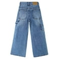 thumbnail image 5 of KIDSCOOL SPACE Big Girls' Wide-leg Jeans, Elastic Band Inside Big Patchwork Flared Denim Pants,Light Blue,10, 5 of 5