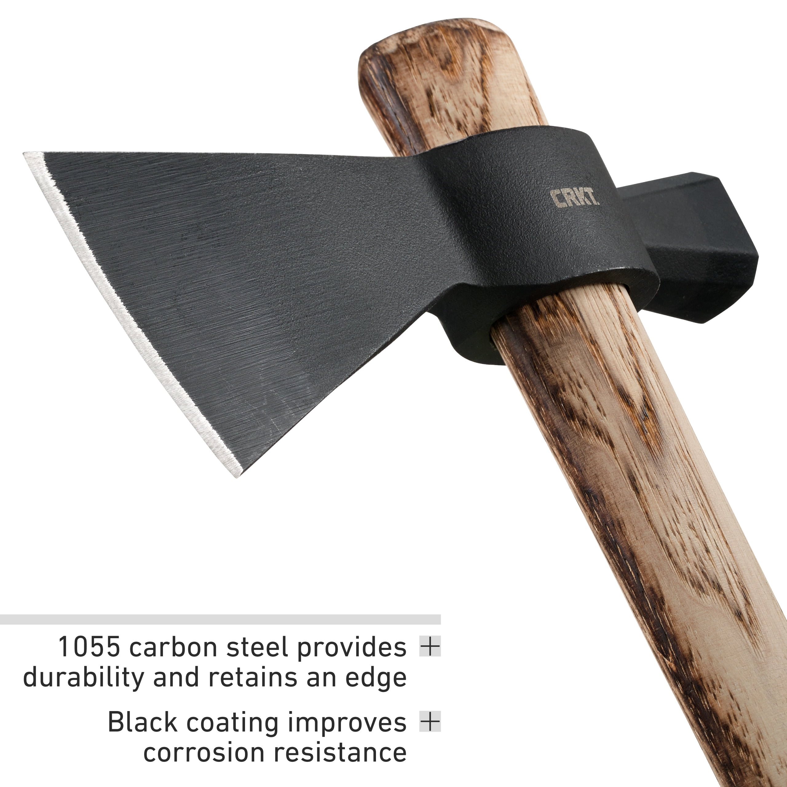 Columbia River Knife & Tool Chogan Hammer Axe Black Plain Tennessee Hickory Handle 2.6" 2724 1055 Carbon Steel