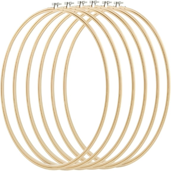 AUQ 6 Pieces 16 Inch Embroidery Hoops Cross Stitch Hoop Ring for Art Craft Handy Sewing,Wedding Wreath Decoration and Dream Catcher,Yellow