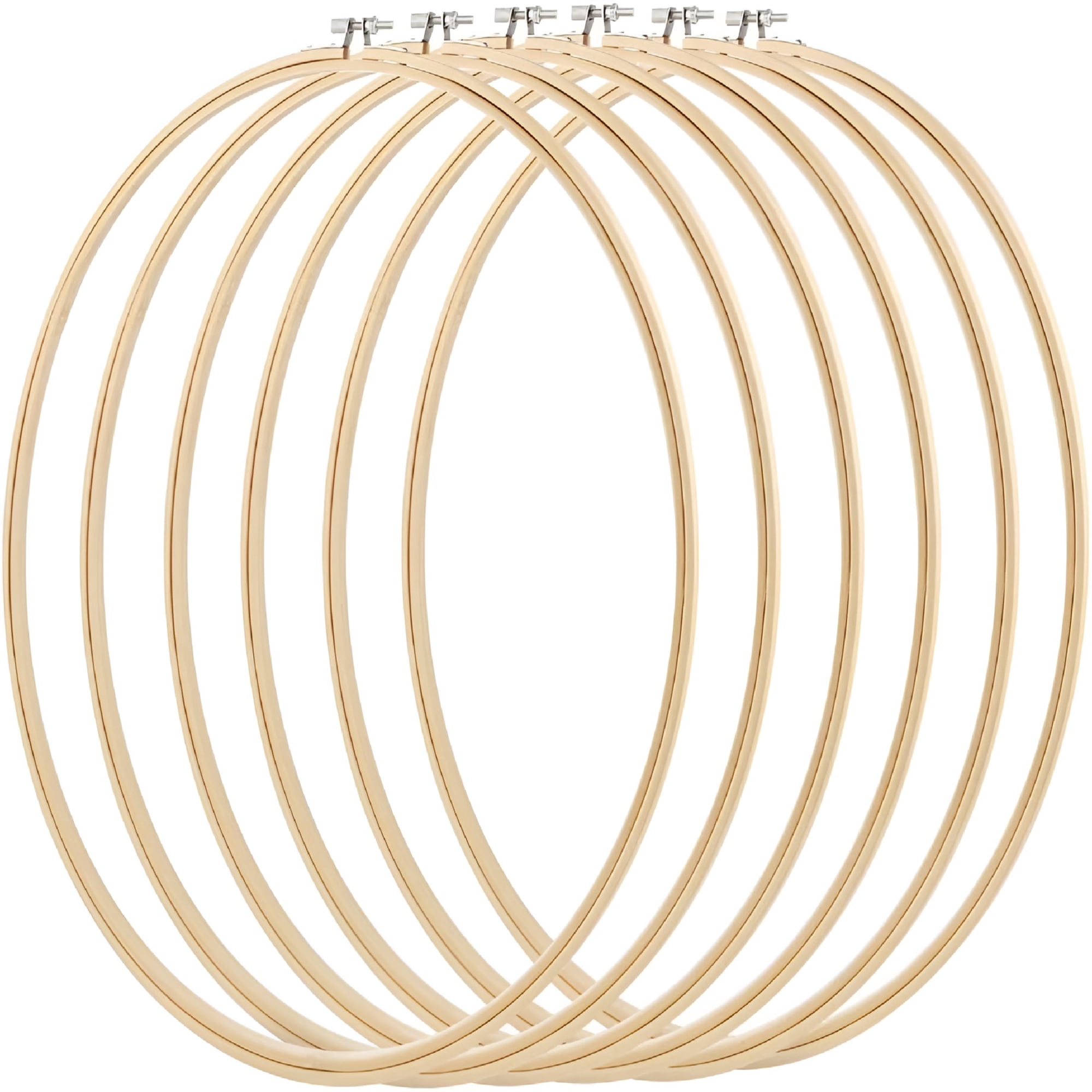 TUWAFE 6 Pcs 16 Inch Embroidery Hoops, Natural Bamboo Cross Stitch Rings for Sewing Crafts, Dream Catcher and Wedding Wreath Decor