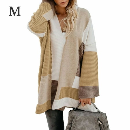 

BESTHUA Casual Knitted Cardigan Geometric Mixed Color Sweater for Girls