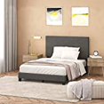 thumbnail image 2 of Furinno FB17020F-ST Laval Button Tufted Bed Frame, Slat Style, Stone, Full Size - 12 Piece, 2 of 5