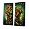 thumbnail image 3 of Designart "Girl in Butterfly Bliss Intimate Portrait I" Fashion Woman Wall Art Set Of 2 - Glam Green Gallery Wall Set For Home Decor, 3 of 6