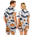 thumbnail image 5 of Spooky Season Couples Matching Pajamas Set Halloween Print Short Sleeve Button Up Sleepwear and Shorts Festive Sleepwear Attire, 5 of 5
