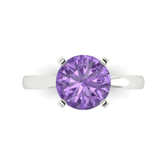 Clara Pucci 14K White Gold 3ct Alexandrite Solitaire Ring for Women