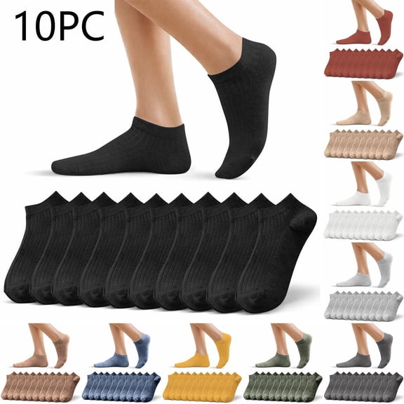 Baikeli 10 Pairs Ankle Socks No Show Socks Low Cut Socks for Women Men Walking Running Gym Workout Socks Lightweight Breathable Crew Socks Gray