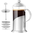 thumbnail image 1 of Cafetière à Piston 34 Onces avec Verre Borosilicate Résistant à la Chaleur, Design en Acier Inoxydable et Système de Filtre à 4 Niveaux, Cafetière Portable pour Voyage, Camping Ou Cadeau, Argent FSL34S, 1 of 4