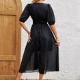 thumbnail image 5 of LNWUY Womens Short Sleeve Maxi Dress 2025 Spring Trendy Elegant V Neck Flowy Wedding Guest Holiday Formal Long Dresses Black M, 5 of 7