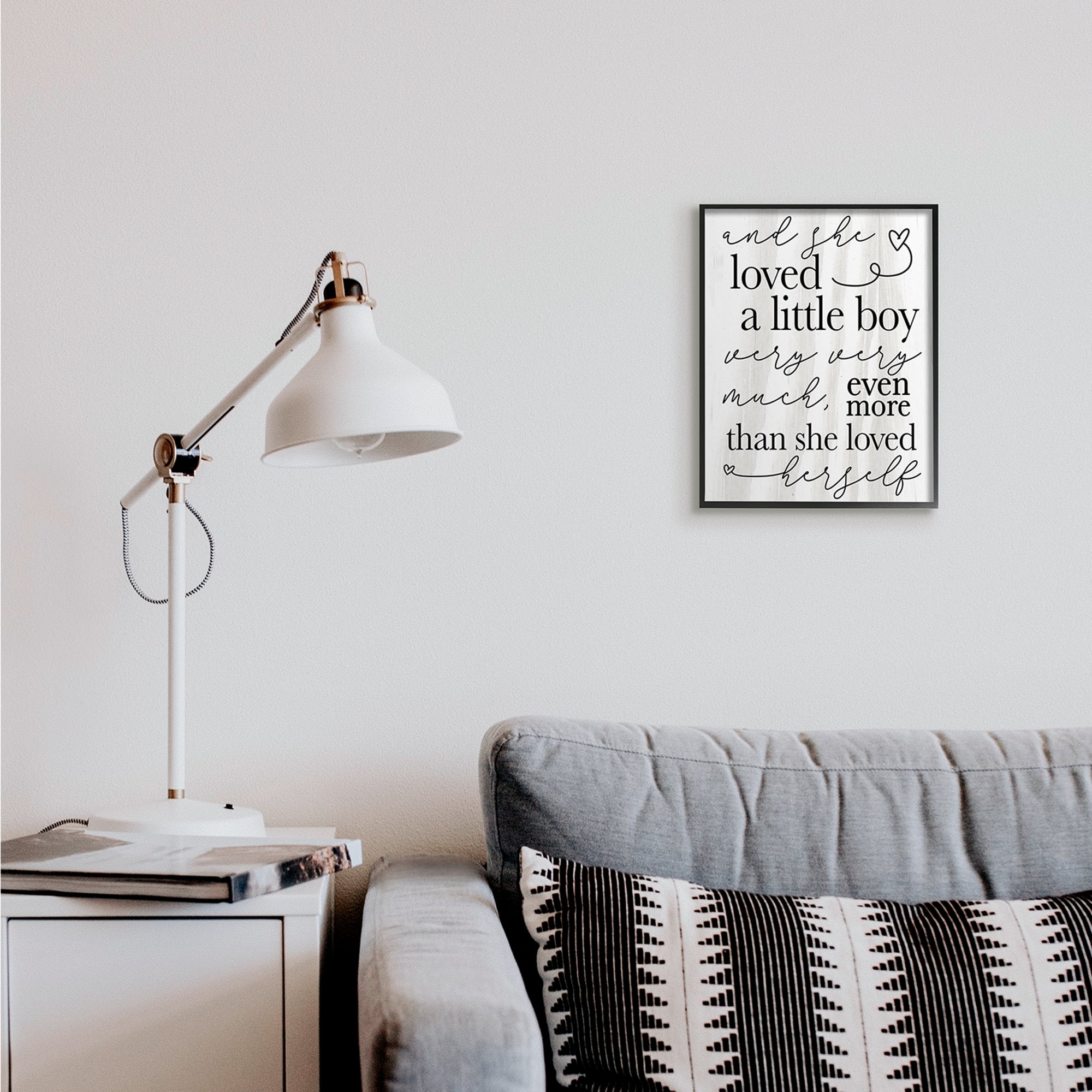 Stupell Industries Loved A Little Boy Phrase Family Home Sentiments Inspirational Painting Black Framed Art Print Wall Art, 11 x 14