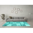 thumbnail image 3 of Ahgly Company Machine Washable Indoor Rectangle Abstract Turquoise Blue Contemporary Area Rugs, 3' x 5', 3 of 4