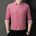 thumbnail image 2 of Wyzesi Chemise Rayée Manches Longues Hommes Mode Décontractée Simplicité Coréenne Slim Rayée Col à Revers Chemise d'Été Tendance Crop, 2 of 9
