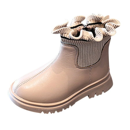 BOBOGOJP Back To School Kids Winter Snow Boots Side Zipper Combat Shoes with Lace Up (Pink 11)
