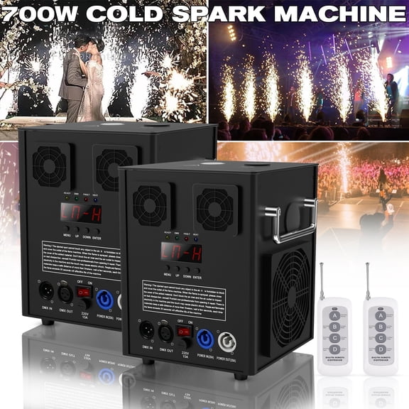 2PCS Cold Spark Machine 700W Smart DMX Control Stage Effect Firework Machine for Party Wedding Musical Show