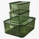 thumbnail image 2 of Set de 3 Cajas de Almacenamiento con Tapa | Plástico Resistente, Transparente Verde y Diseño Apilable con Asas para Organización del Hogar u Oficina, 2 of 5