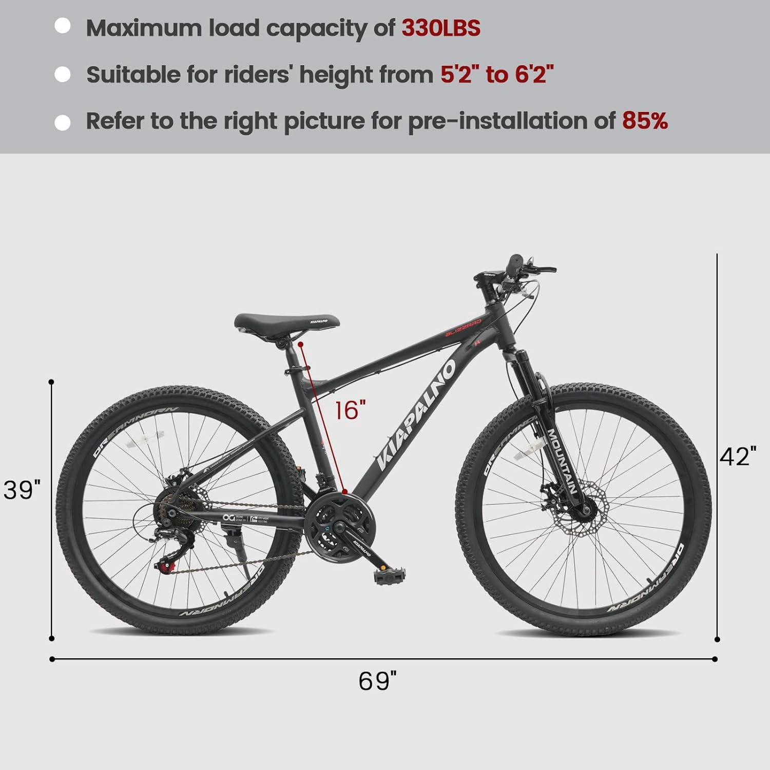 26 Inch Mountain Bike Aluminum Frame, Women Men's 21 Speeds Mountain Bike with Disc Brakes and Front Suspension, Lightweight Sport Teens Bicycle Suitable for 5'2"-6'2" Tall Riders,Black