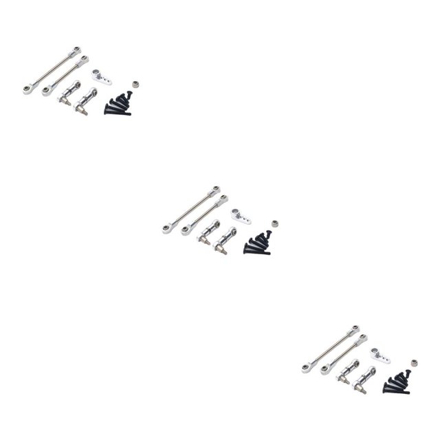 Ruiboury 1/28 Remote Control Cars Upgrades 28T Servo Mount Arm Link Rod Attachments Silver 3Set