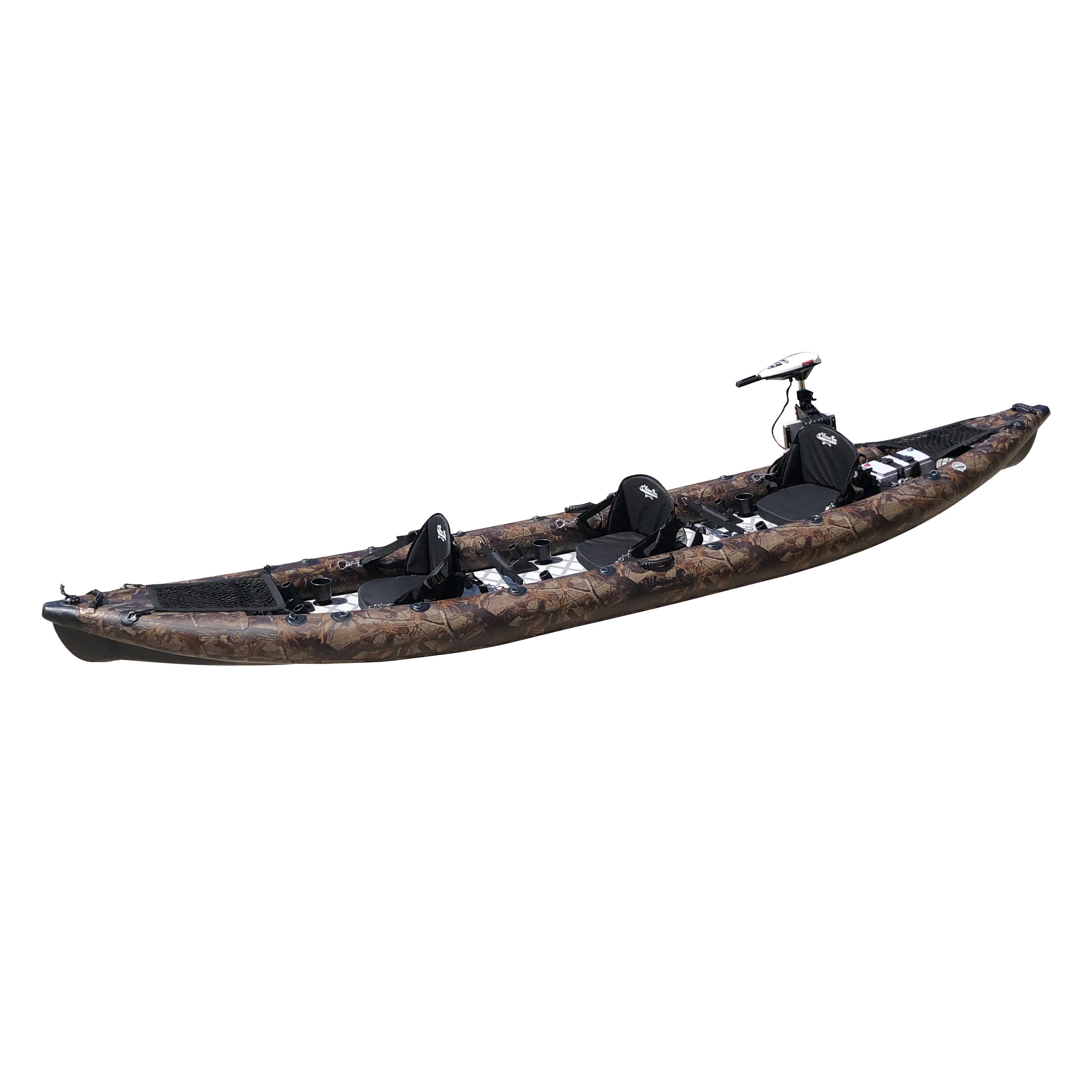Waimea Bay GrassCamo 16' 3-Seater Rigid Inflatable - Durable Fishing Kayak With 1200lb Capacity