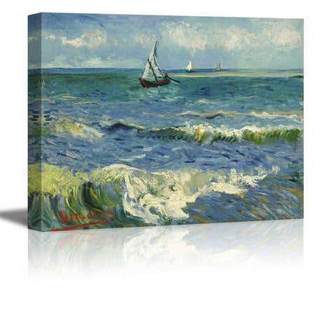 wall26 Seascape Near Les Saintes Maries De La Mer by Vincent Van Gogh - Oil Painting Reproduction on Canvas Prints Wall Art, Ready to Hang - 12x18