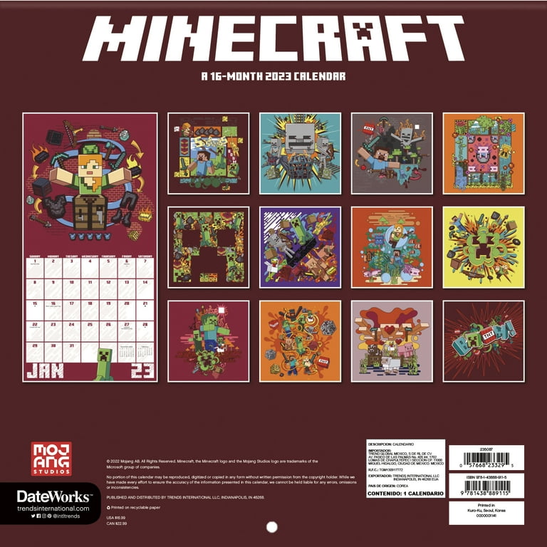 Minecraft 16-Month 2024 Wall Calendar